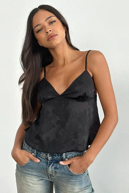 Top corsetero jacquard floral sólido escotado