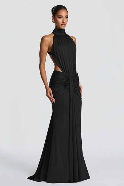 Maxivestido sofisticado con cola de sirena y espalda descubierta