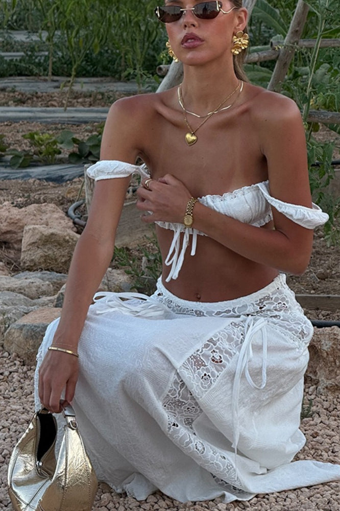 Conjunto de falda de playa con bikini de corte sólido en la cintura