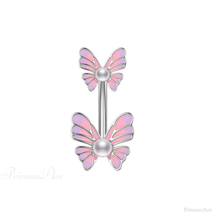 AB Butterfly Lunar Pink Gothic Belly Ring