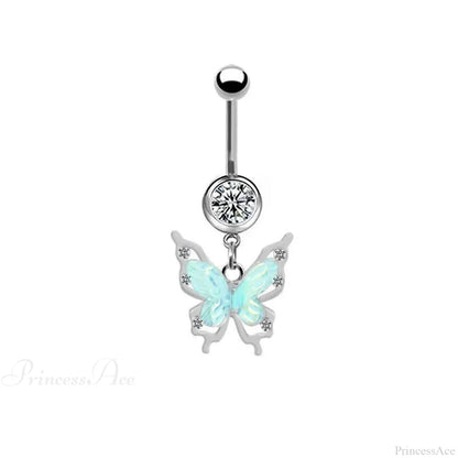 AB Butterfly Lunar Pink Gothic Belly Ring