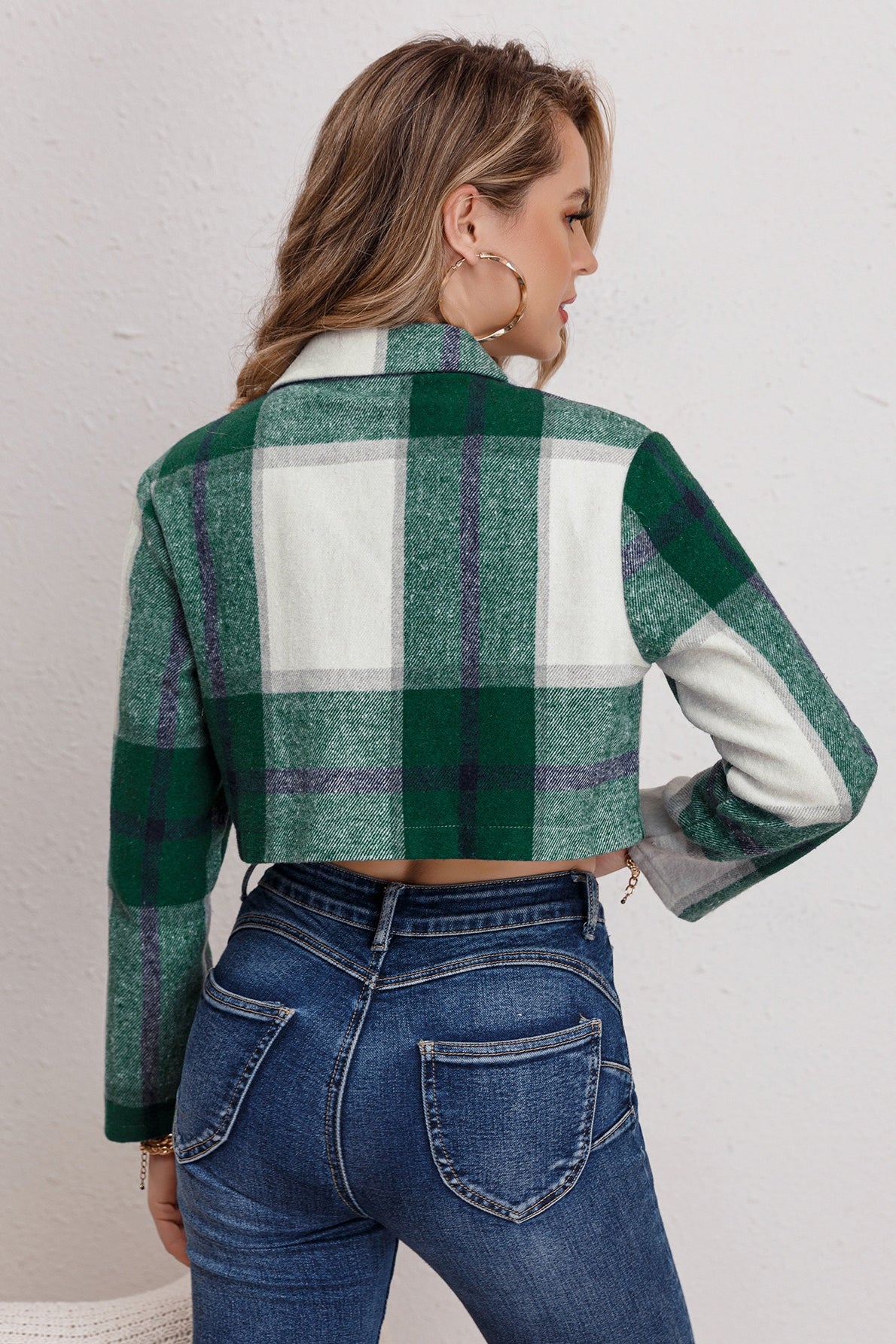 Chaqueta casual de manga larga a cuadros