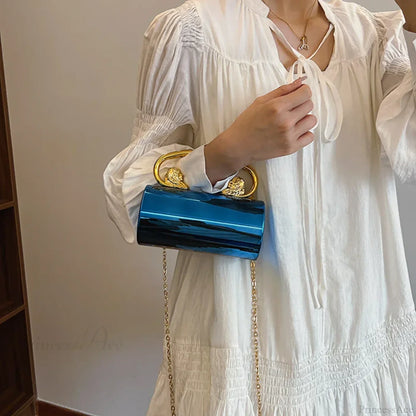 Acrylic Cylinder Crossbody Evening Clutch Bag