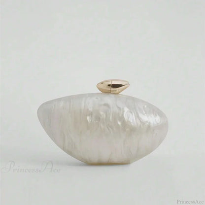 Acrylic Egg Shaped Designer Evening Party Handbag Pearl Shell Purse