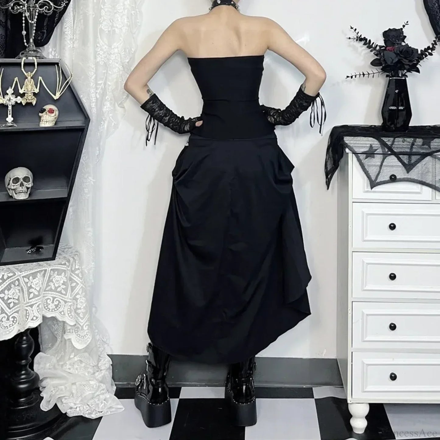 Acubi Black Swing A-line Skirt