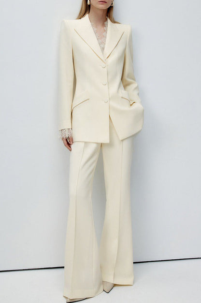 Beige Lace Waist Blazer