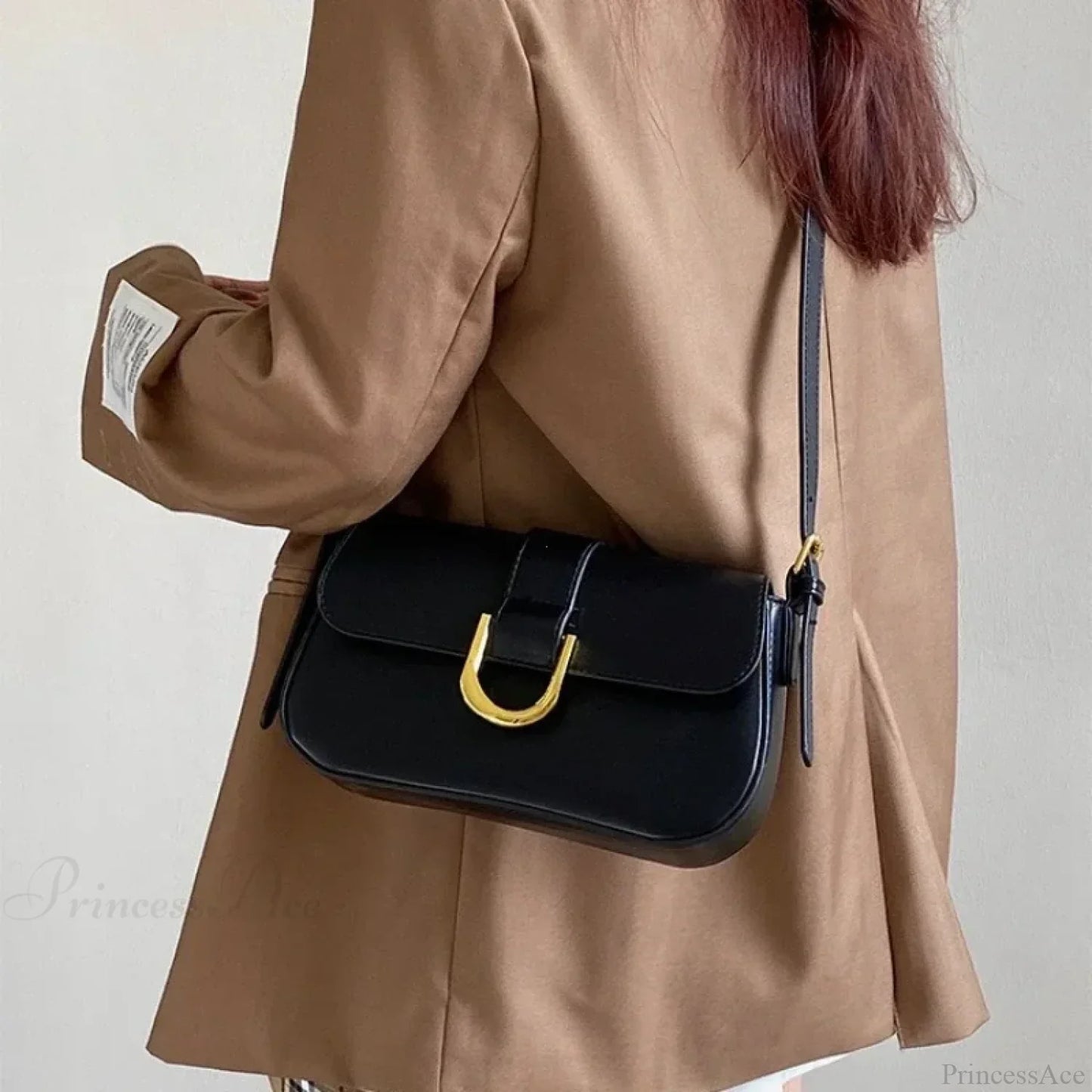 Adjustable Strap Patent Leather Satchel Bag