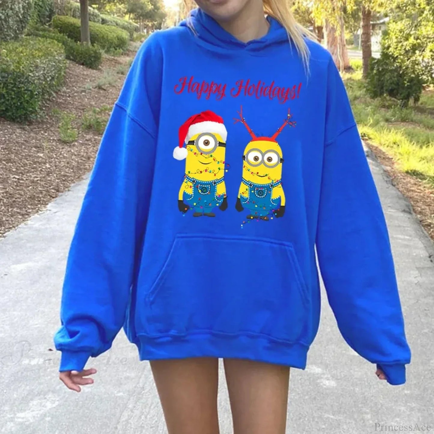 Adorable Merry Minions Plus Velvet Sports Hoodie