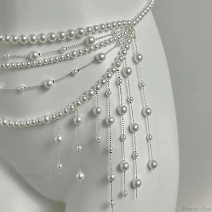 Adornments Dark Multilayer Fringes Bead Waistband