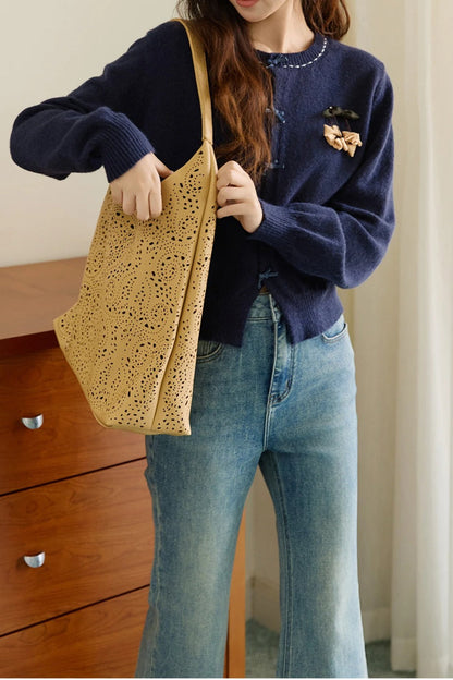 Retro Detail O Neck Cardigan