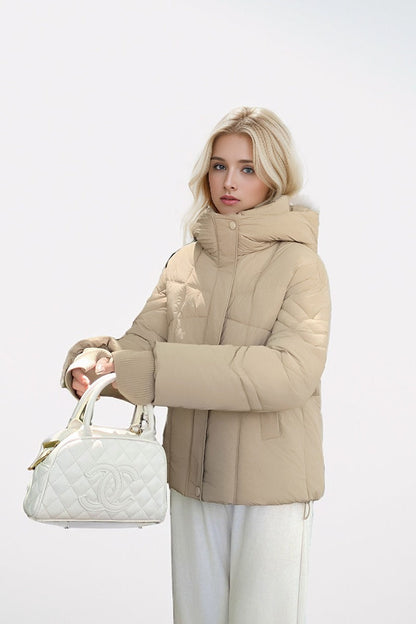 Quilted Down Blend Cropped Coat