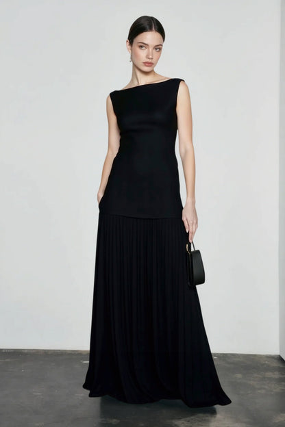 Solid Color Sleeveless Knit Slip Prom Dress