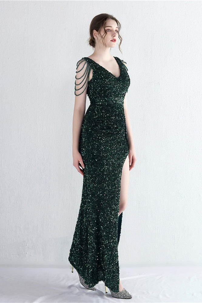 Vestido de Gala Sirena con Cuentas Distintivas