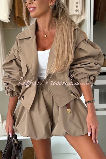 Fashion Style High Rise Elastic Waist Pocketed  Bloomer Shorts (Shipped Within 24 Hours)
