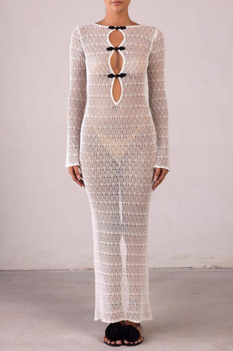 Sexy Backless Bohemian Knit Maxi Dress