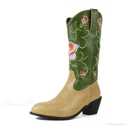 Affection Heart Mid-Calf Chunky Heel Rebel Western Boot
