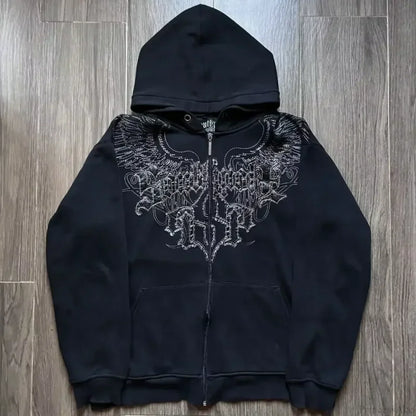 Affliction Gothic Skull Zipper Hoodie