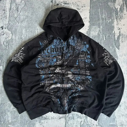 Affliction Gothic Skull Zipper Hoodie