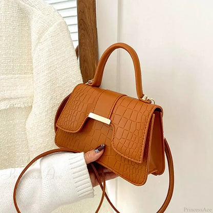Alligator Pattern Small Square Vintage PU Leather Crossbody Handbag