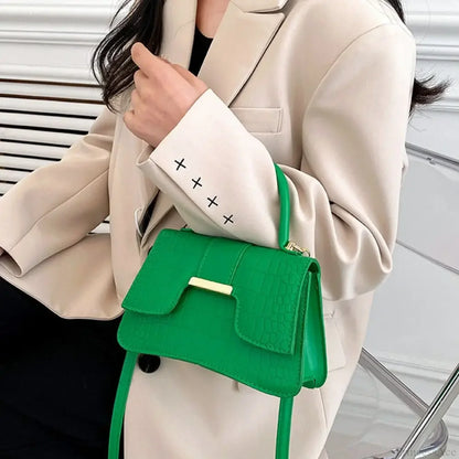 Alligator Pattern Small Square Vintage PU Leather Crossbody Handbag