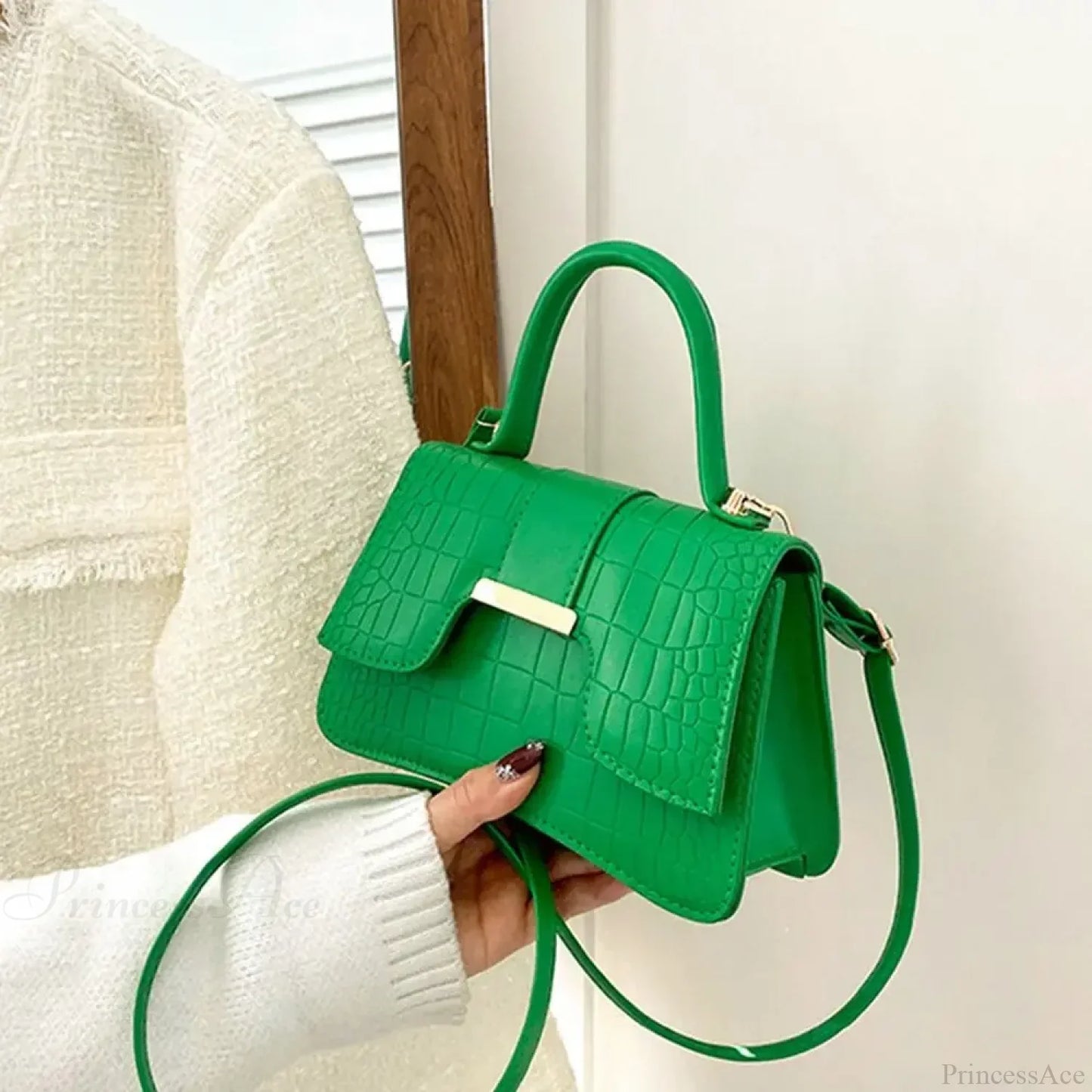 Alligator Pattern Small Square Vintage PU Leather Crossbody Handbag