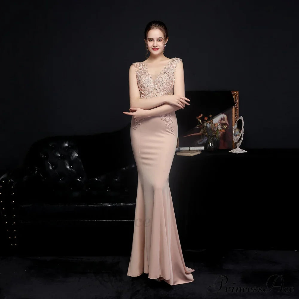 Amelia embroidered Stylish sequined fishtail dress