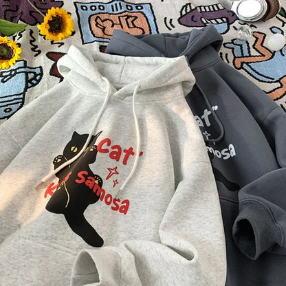 Anime Kawaii Cat Graphic Retro Hoodie