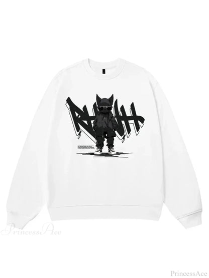 Anime Print Fleece Vintage Sweatshirt