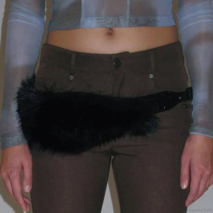 Antique Gothic Hairy Polyurethane Leather Year 2000 Punk Waist Belt