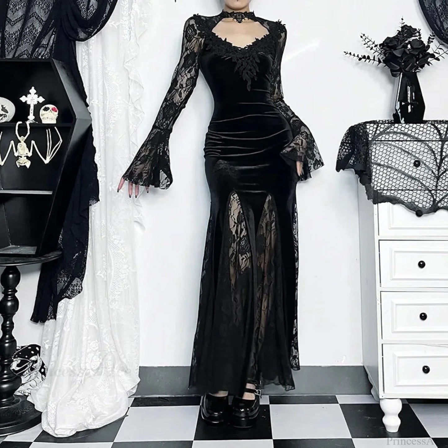 Antique Lace Trumpet Slim Midi Attire