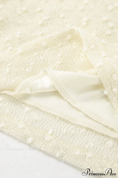 Apricot Off Shoulder Lace Knit Long Sleeve Tee