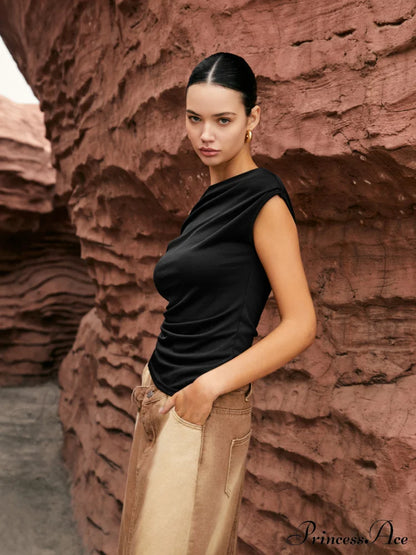 Asymmetric Knotted Graceful One-Shoulder Top