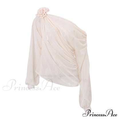 Asymmetric One Graceful Shoulder Off Blouse
