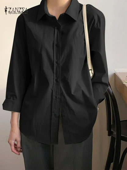 Asymmetrical Lace-Up Button Lapel Blouse