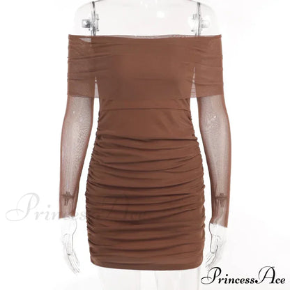 Autumn and Winter New Off Shoulder Knitted Slim Pleated Long Sexy Bodycon Dress