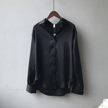 Autumn Button Up Satin Vintage White Blouse