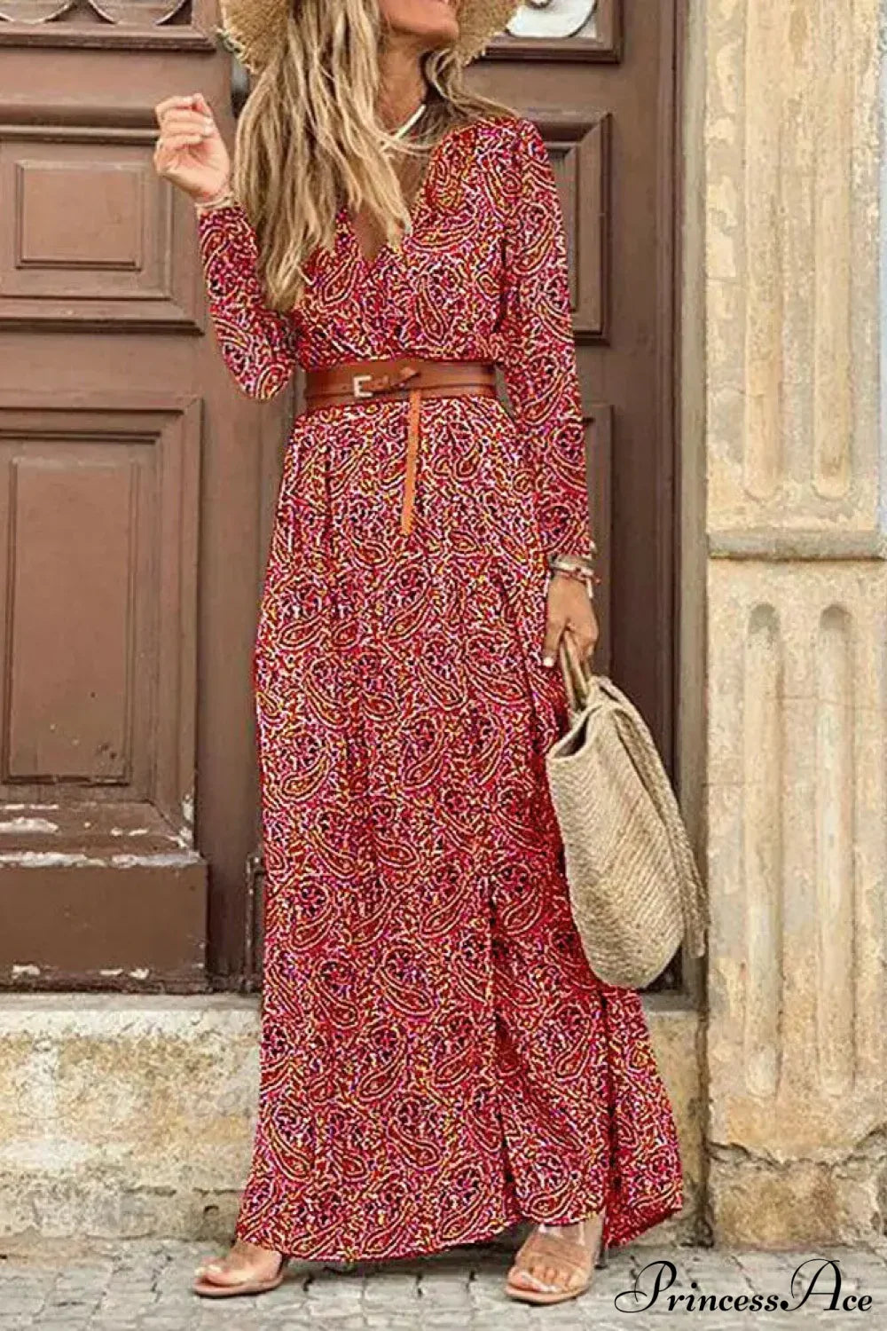 Autumn High Split Boho Maxi Dress