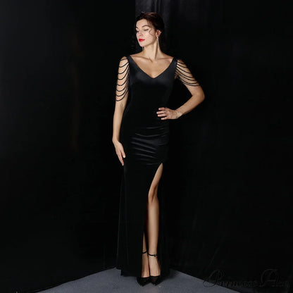 Avery Good Quality Charming Velvet Formal Dress