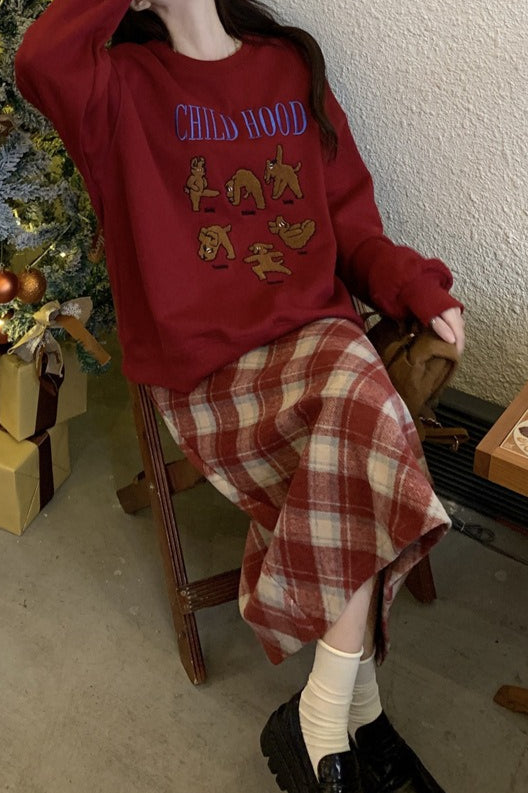 Falda Vintage de Talle Alto con Abertura y Corte en A