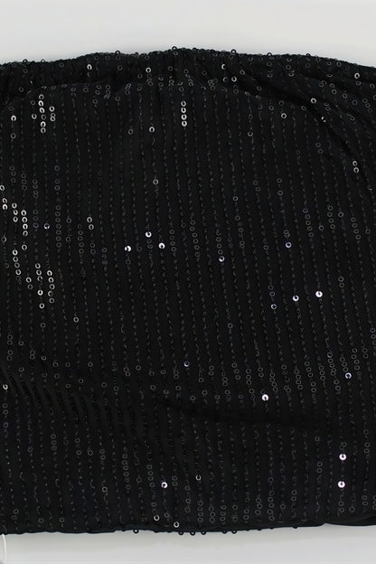 Conjunto de dos piezas de top palabra de honor y shorts ajustados de lentejuelas