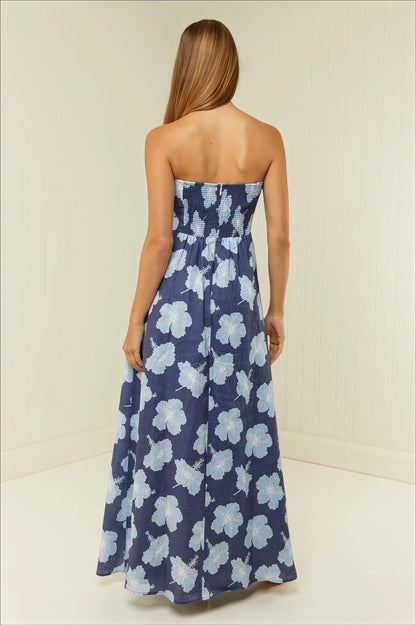 Vestido largo vaporoso con estampado de grafiti botánico