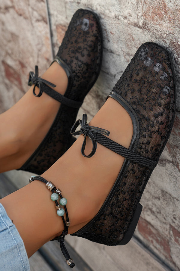 Fashionable Embroidered Square-toe Flat Casual Shoes