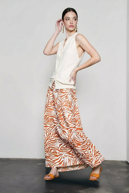 Elegant Zebra Print Umbrella Vacation Skirt