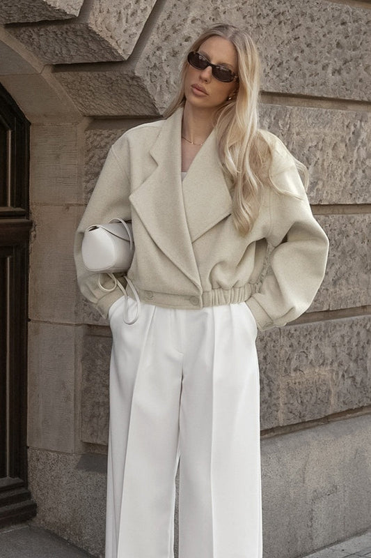 Office Ready Notch Lapel Wool Blend Coat