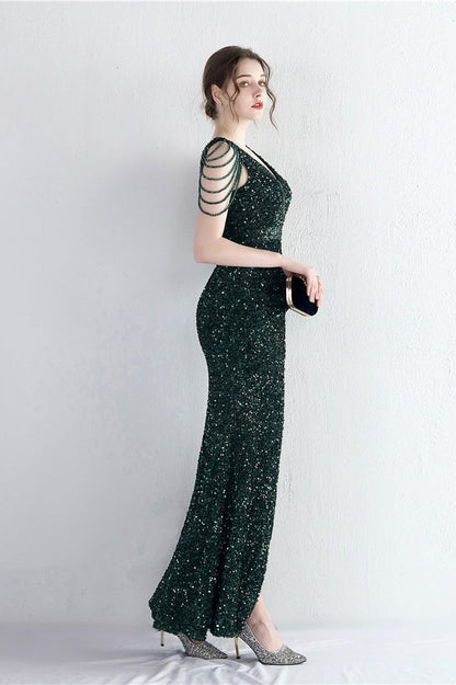 Vestido de Gala Sirena con Cuentas Distintivas