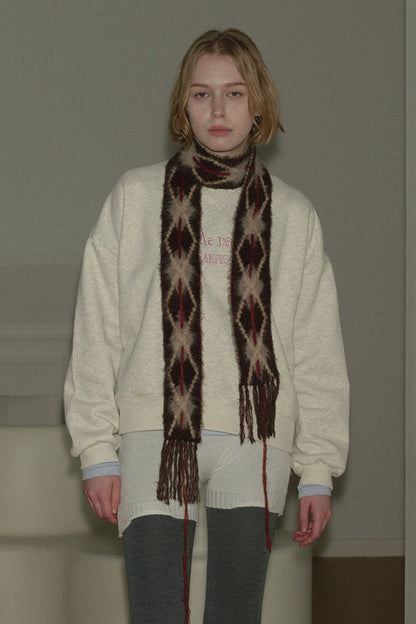 Argyle Knitted Slim Brushed Scarf