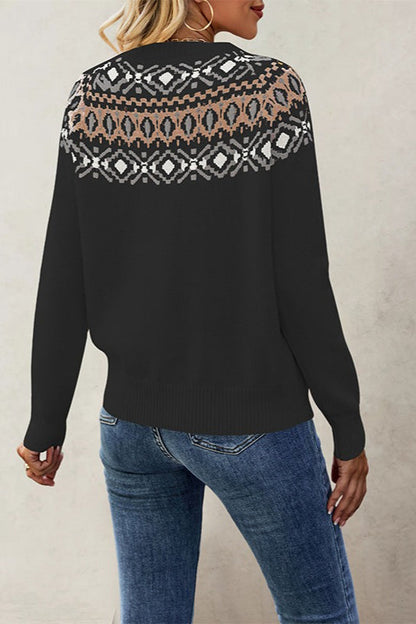 Suéter Jacquard de Punto Cuello Redondo