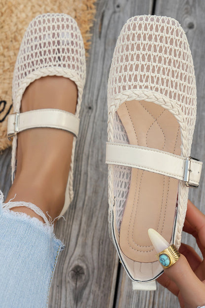 Stylish Mesh Square Toe Flat Casual Shoes