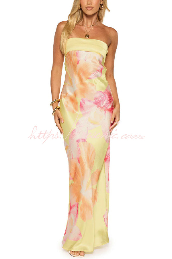 Floral Print Sleeveless Off-Shoulder Elegant Vacation Maxi Dress