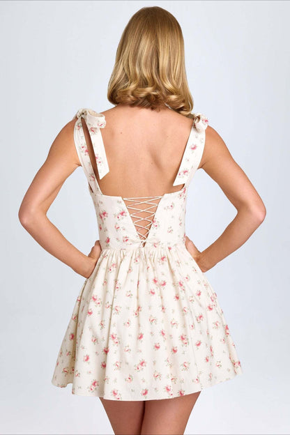 Square Neck Bow Tie Mini Dress